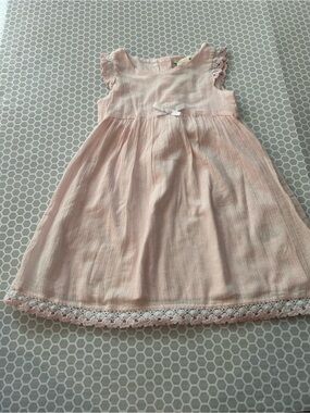 Rachel Ashwell Pale Pink Lace-Trim  Dress Bow & Petticoat 100% Cotton Size 4T